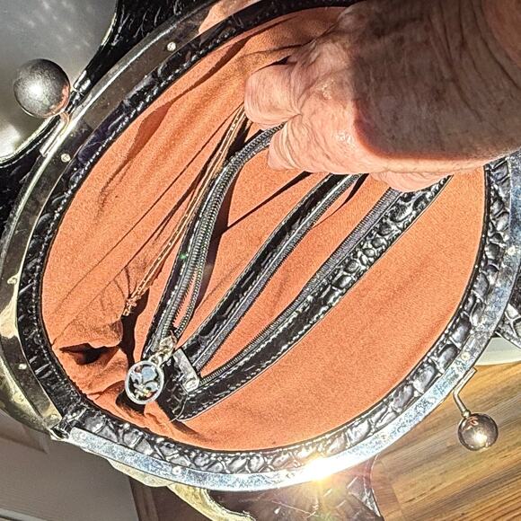 FLEURDELIS Green Rhinestone Tote Bag Purse 15x10x5 Elegant Bling & Logo Design - Picture 5 of 9